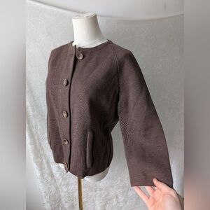 Mirsa 100% Italian Wool Button Down Cardigan Thick Oxford Professional Dress